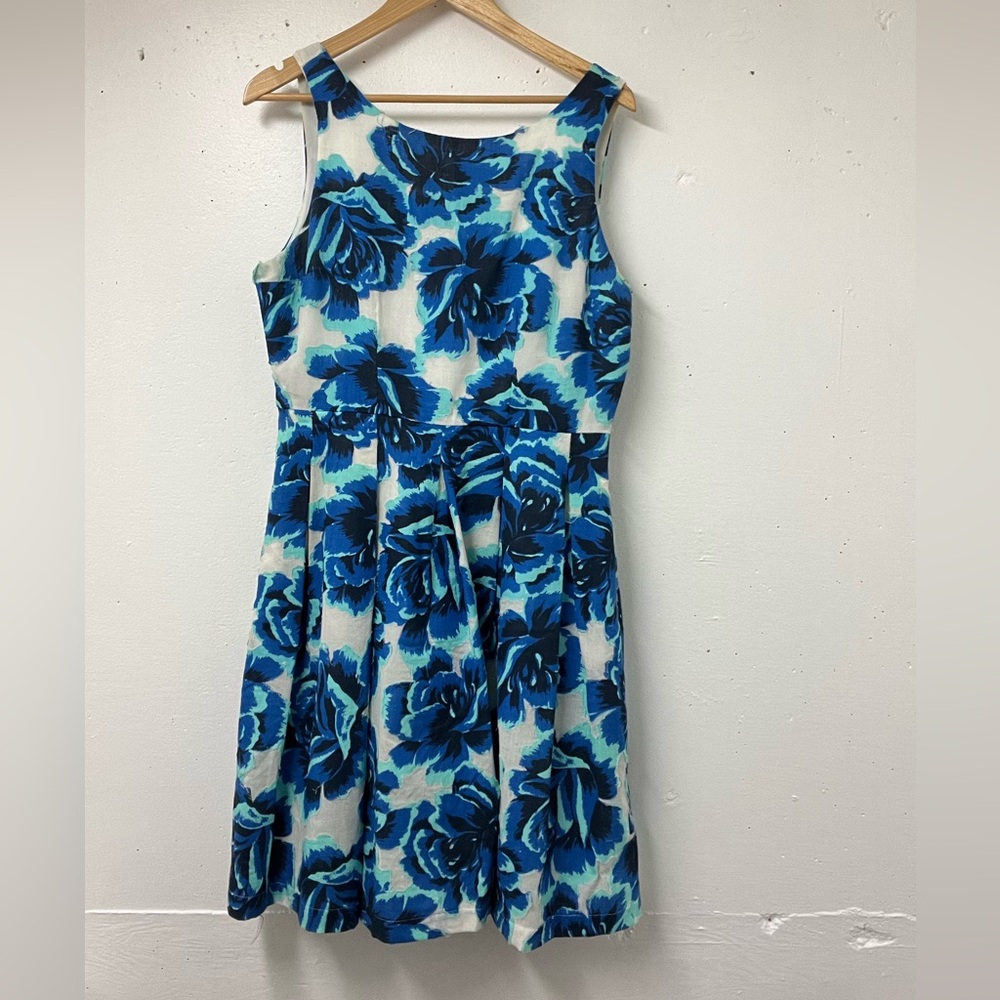 Anthropologie - Porridge Blue Appliqué Floral Sleeveless Dress – Size 12